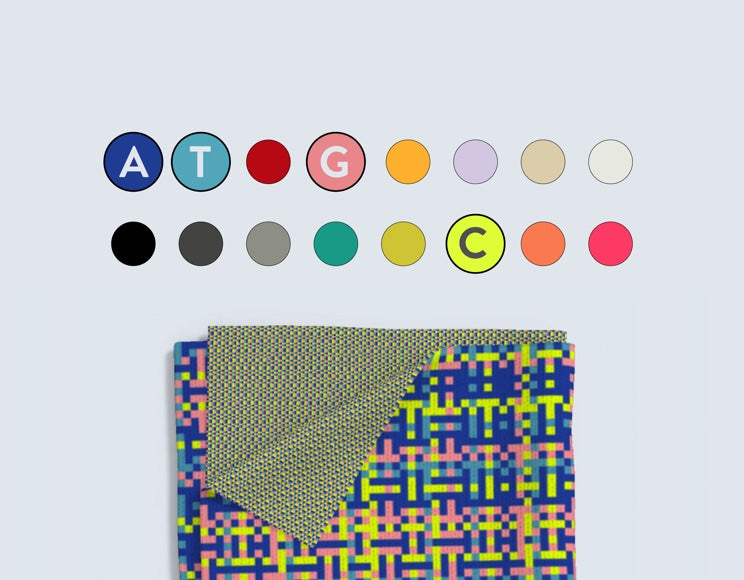 Your personalized tartan is created by color coding your genetic results from 33 different traits.